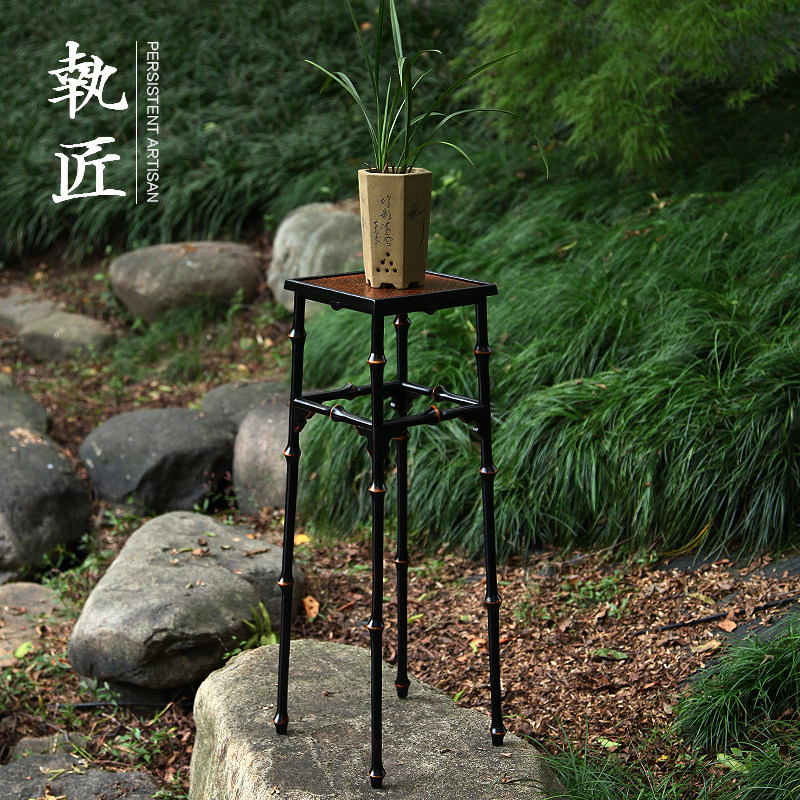 执匠宋式花架香几置物复刻听琴图中式古典花几筇竹明式家具中古风图片