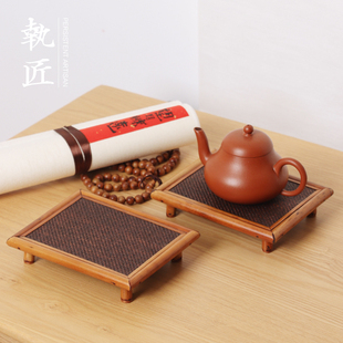 纯手工大漆竹制家用小茶台托盘茶盘壶承干泡台茶承简约现代新中式