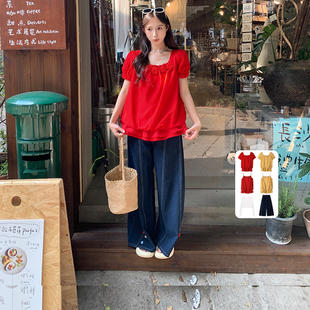 罩衫 舒舒 記事本兩色吊帶 襯衫 牛仔褲