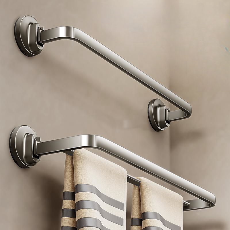 吸盘毛巾架子卫生间免打孔枪灰浴室毛巾杆收纳置物挂架壁挂双单杆