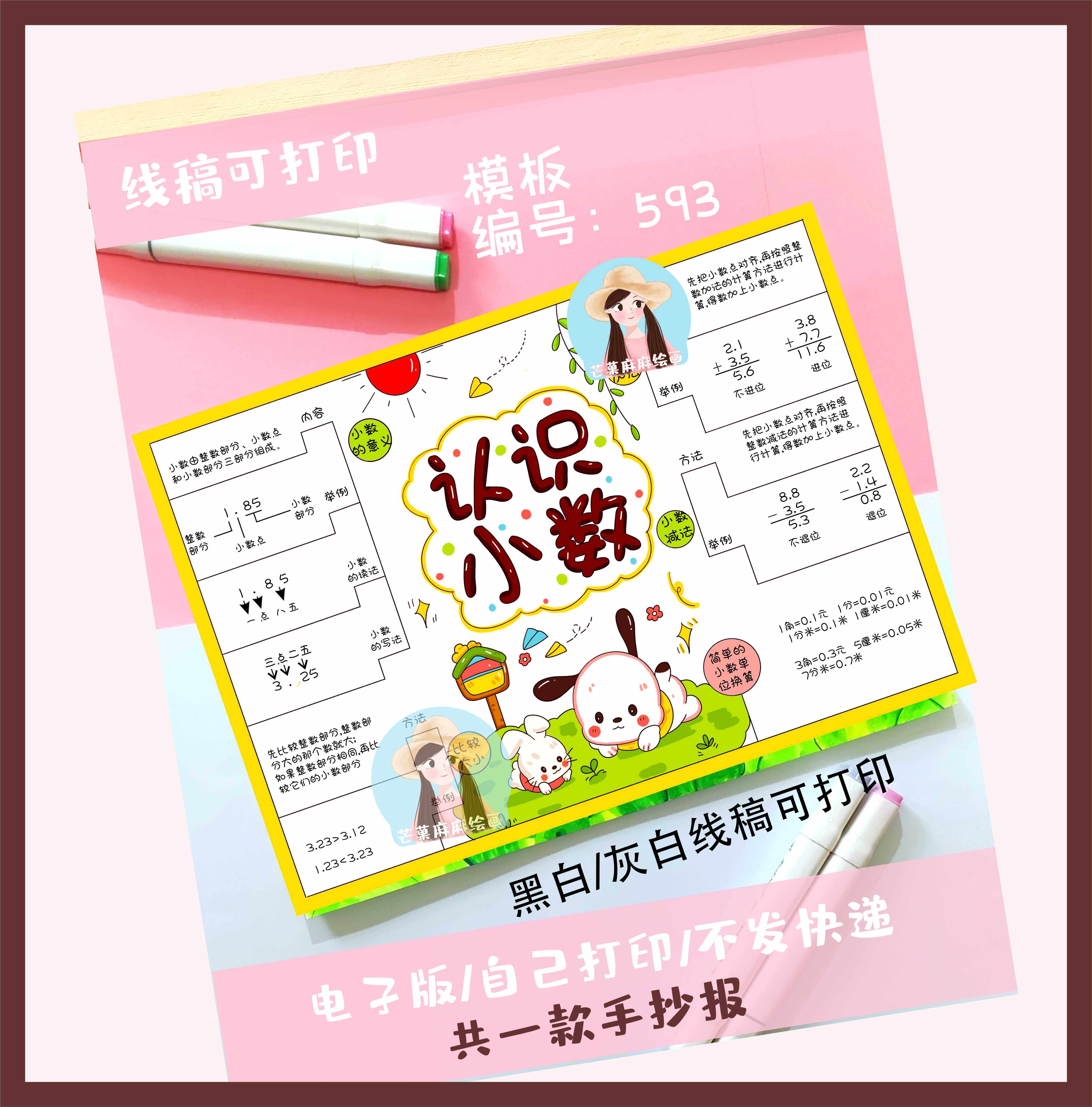 593北师大三年级上册第七单元认识小数思维导图手抄报电子版,商务/设计服务,设计素材/源文件,淘宝优惠券,粉丝福利购,淘宝优惠卷