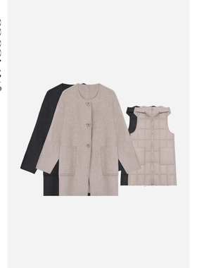 COCOLAN【歌剧】绵羊毛90白鸭绒大衣拼接羽绒服女CL8YR5080