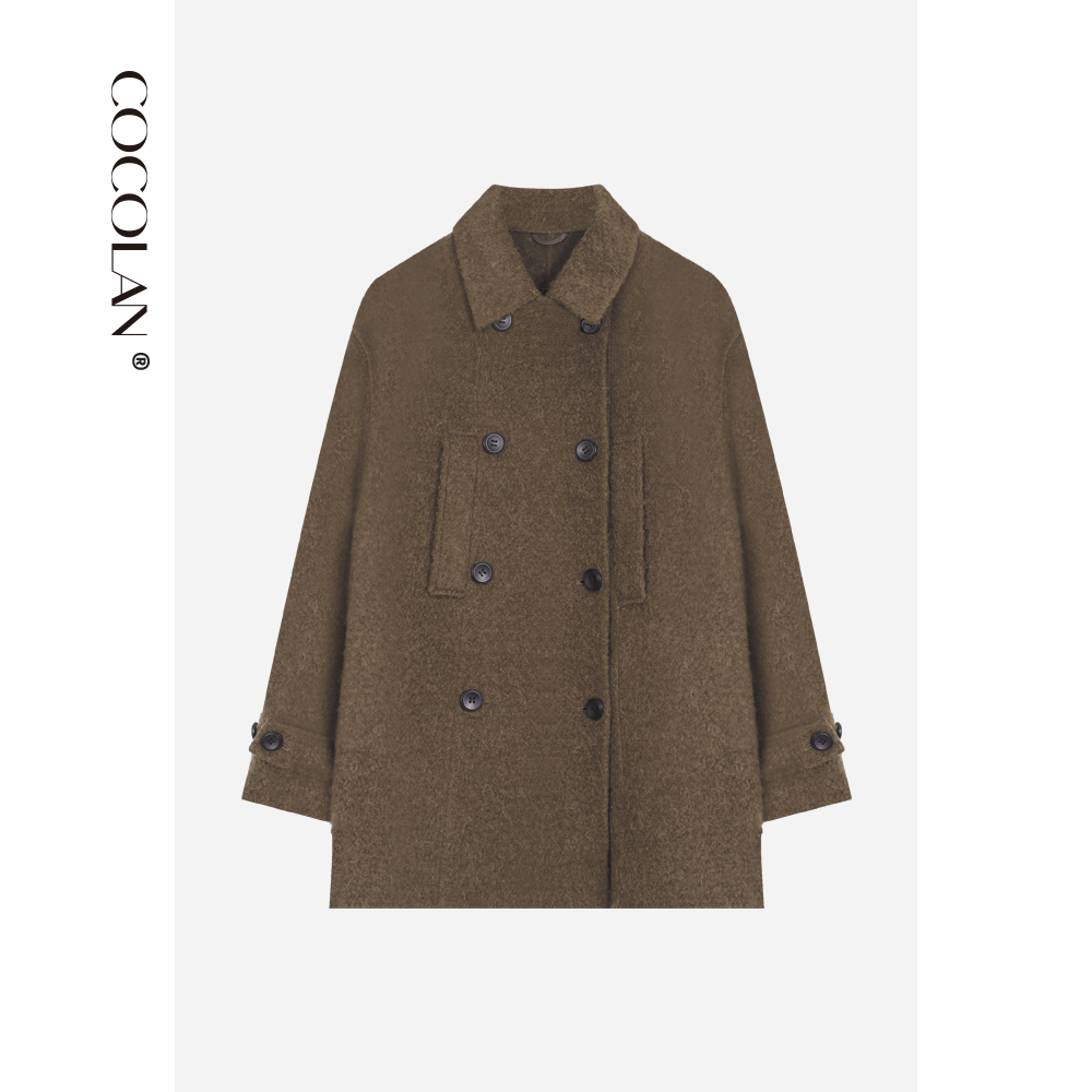 COCOLAN【松子】苏力绵羊毛双面呢大衣2025秋冬小个子毛呢外套女