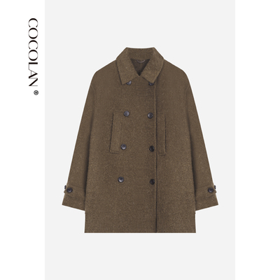 COCOLAN【雪松】苏力绵羊毛双面呢大衣2025秋冬小个子毛呢外套女