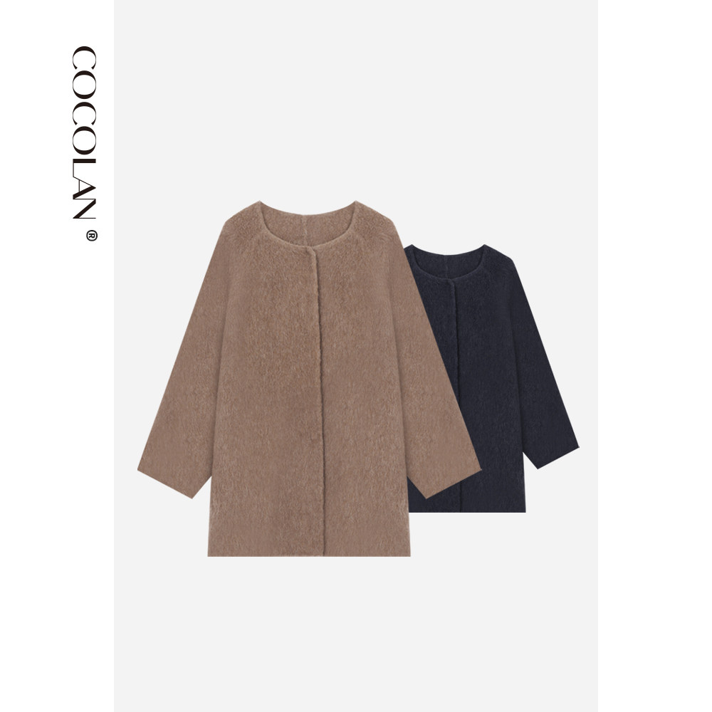 COCOLAN【里约大衣】100羊驼毛双面呢围脖中长款大衣女CL8DY0776