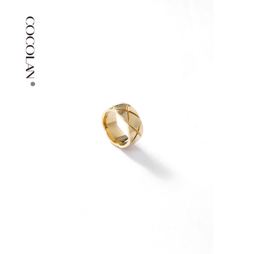 COCOLAN钛钢菱形亮面女金色银色戒指CL8JZ1207