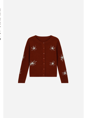 COCOLAN【烟花】100绵羊毛亲肤刺绣毛衣女2025年秋冬新款针织开衫