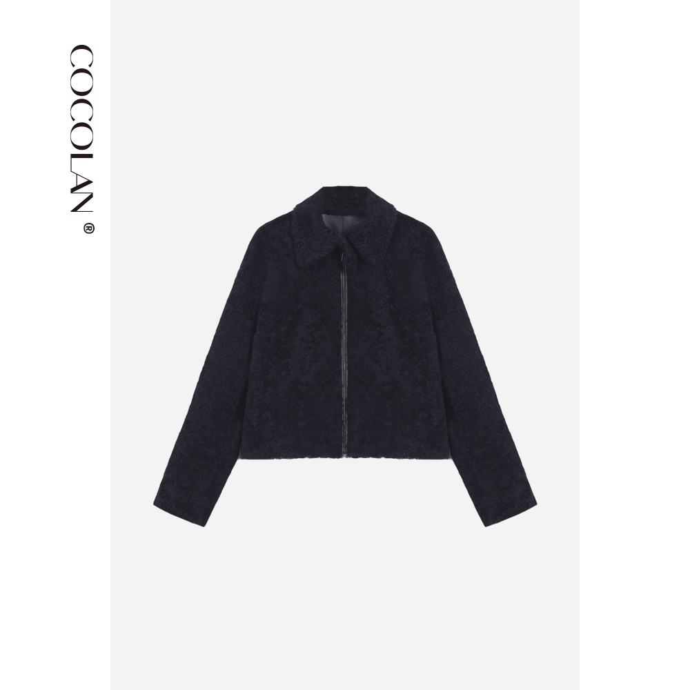 COCOLAN【夜樱】拉贡南非皮毛一体羊毛外套女夹克CL8WT6797