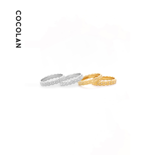 COCOLAN钛钢带钻窄金色菱形戒指银色女CL1JZ0207