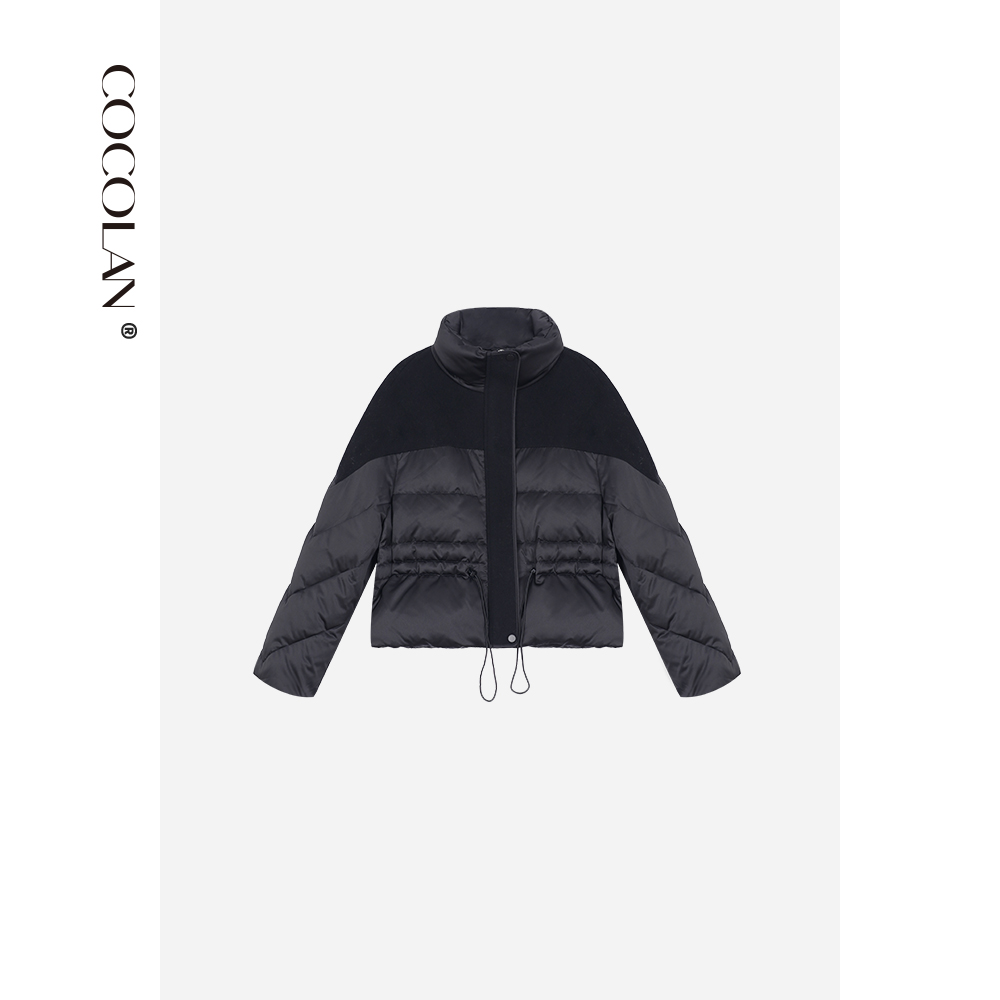 COCOLAN【夜瞳】90白鹅绒绵羊毛大衣拼接鹅绒服女CL8YR802