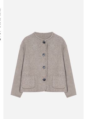 COCOLAN【考拉】100绵羊毛短款外套女2025冬季休闲保暖双面呢大衣