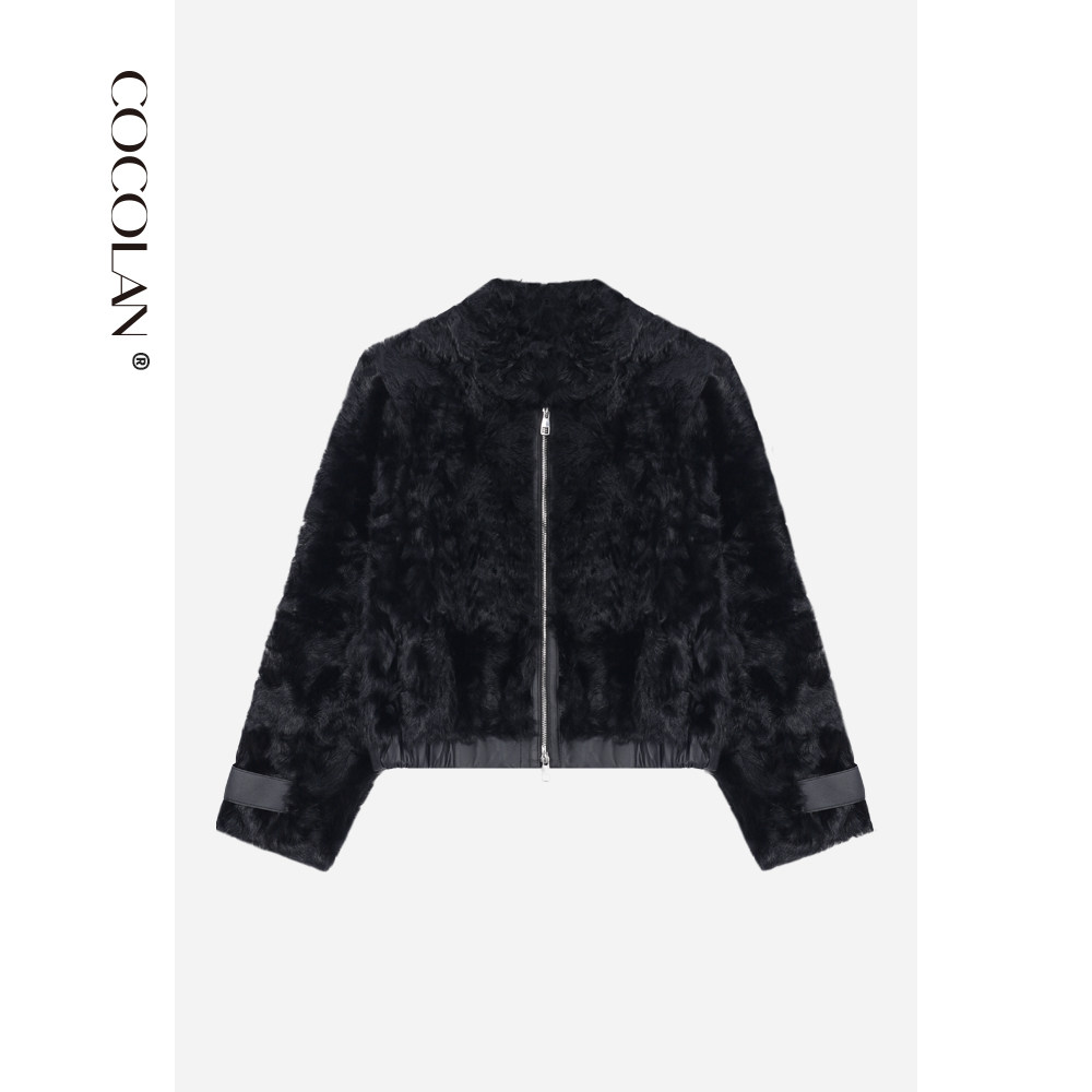 COCOLAN【波牧星】真皮草外套小湖羊皮革女CL8WT1212