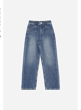 COCOLAN【公路牛仔】直筒牛仔裤丹宁色女CL8K9006