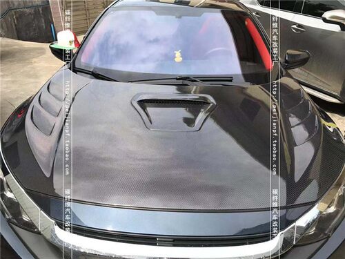 适用于本田十代思域碳纤维机盖CIVIC FK7 FK8改装开孔引擎盖头盖 - 封面