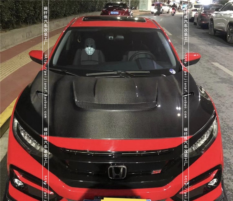 适用于本田十代思域碳纤维机盖CIVIC FK7 FK8改装Varis开孔引擎盖