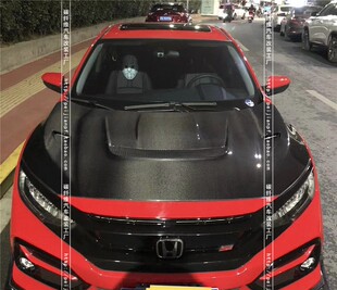 适用于本田十代思域碳纤维机盖CIVIC FK7 FK8改装Varis开孔引擎盖