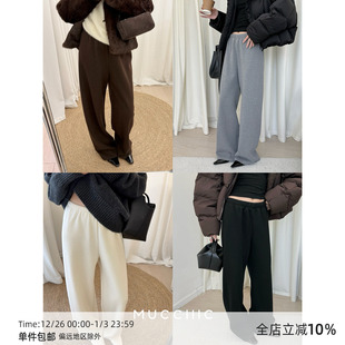 阔腿加厚休闲裤 MUCCHIC 人手b入秋冬Row风秘鲁羊驼绒空气裤
