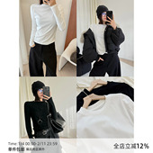 小圆领磨毛长袖 人手必入 MUCCHIC T恤加绒打底衫