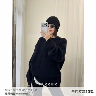 MUCCHIC 重磅Row风圆领宽松廓形羊毛毛衣