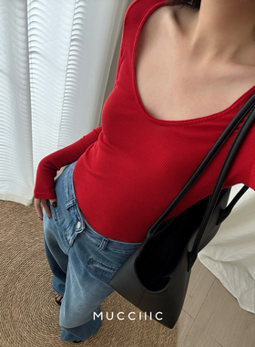 【8/26 20:00】MUCCHIC/U领修身长袖打底衫