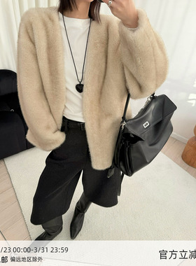 【12/9 20:00】MUCCHIC/V领廓形环保皮草外套