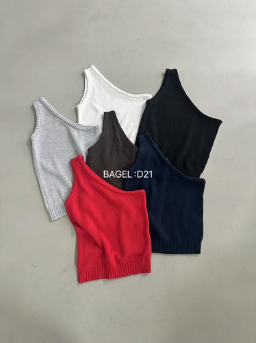 特·BAGEL女装粗针织马甲叠穿外搭背心圆领小个子上衣单肩马甲D21