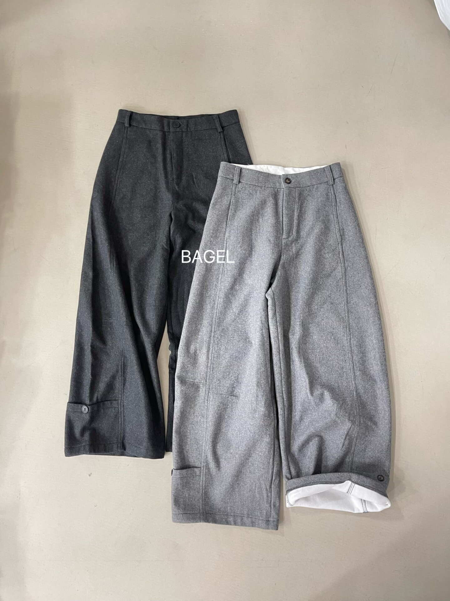 BAGEL女装25冬季新款韩系时尚百搭显瘦气质宽松休闲羊毛阔腿裤女