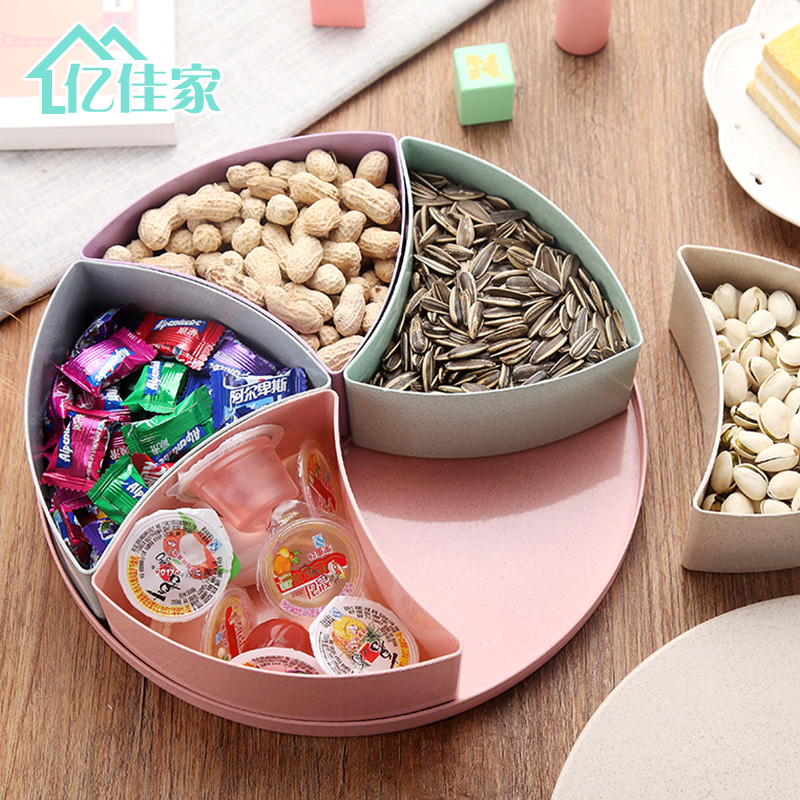 塑料果盘创意现代客厅简约欧式家用分格带盖干果盘糖果零食瓜子盒在类目 餐饮具, 餐具, 果盆/果盘/果篮中 - 来自Buy2taobao.com提供专业的淘宝代购服务