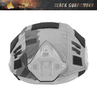 block沙夜户外军迷FAST头盔盔布魔术贴盔罩 Gunpowder Black