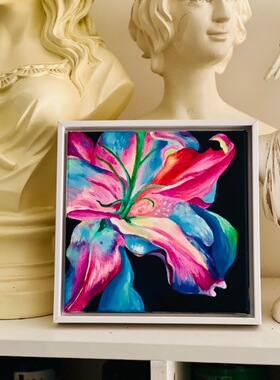 纯手绘花卉油画｜炫彩百合｜家居装饰画｜带框成品油画