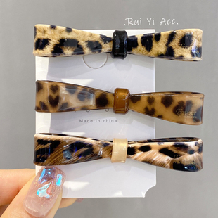 韩国东大门同款豹纹亚克力刘海夹鱼嘴夹鸭嘴夹边夹发夹发卡发饰