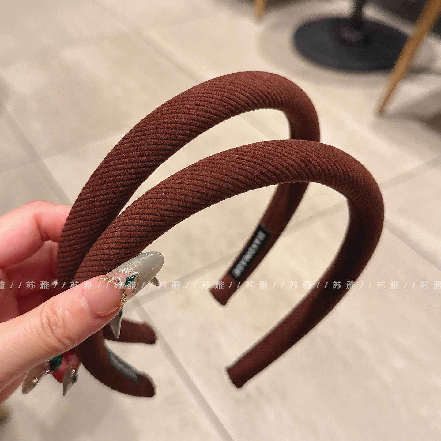 秋冬氛围感条纹海绵高颅顶发箍