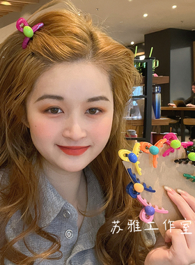 彩色豆豆抓夹女小号侧边刘海碎发夹子头饰2026新款鲨鱼夹头发卡子