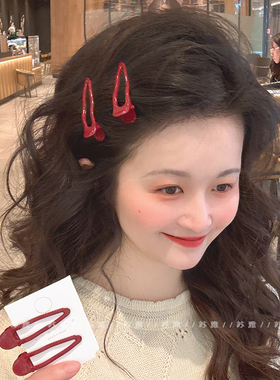 新年红色发夹女碎发发卡对夹刘海夹鸭嘴夹后脑勺侧边发夹2025新款