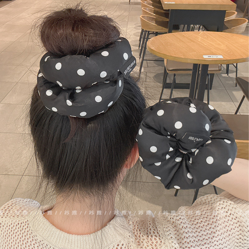 时尚优雅撞色波点海绵大肠发圈