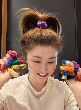 韩国粗皮套女头绳彩色发圈高弹力皮筋马尾扎头发橡皮筋发绳儿童