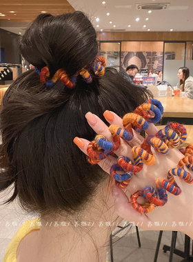 毛线无痕电话线发绳发圈女耐用高马尾头绳新款丸子头不伤发发饰
