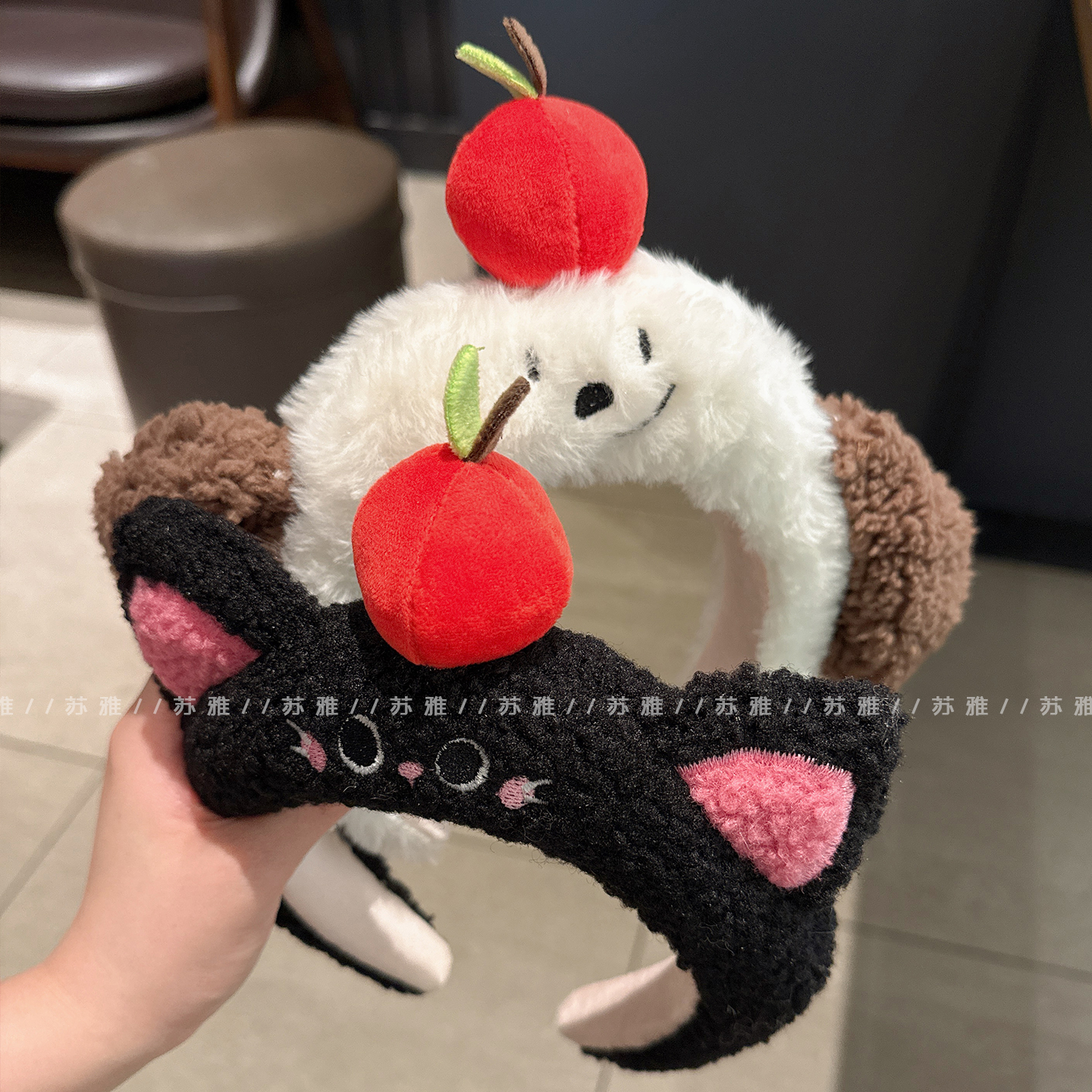 可爱萌趣小猫小狗毛绒洗脸发箍