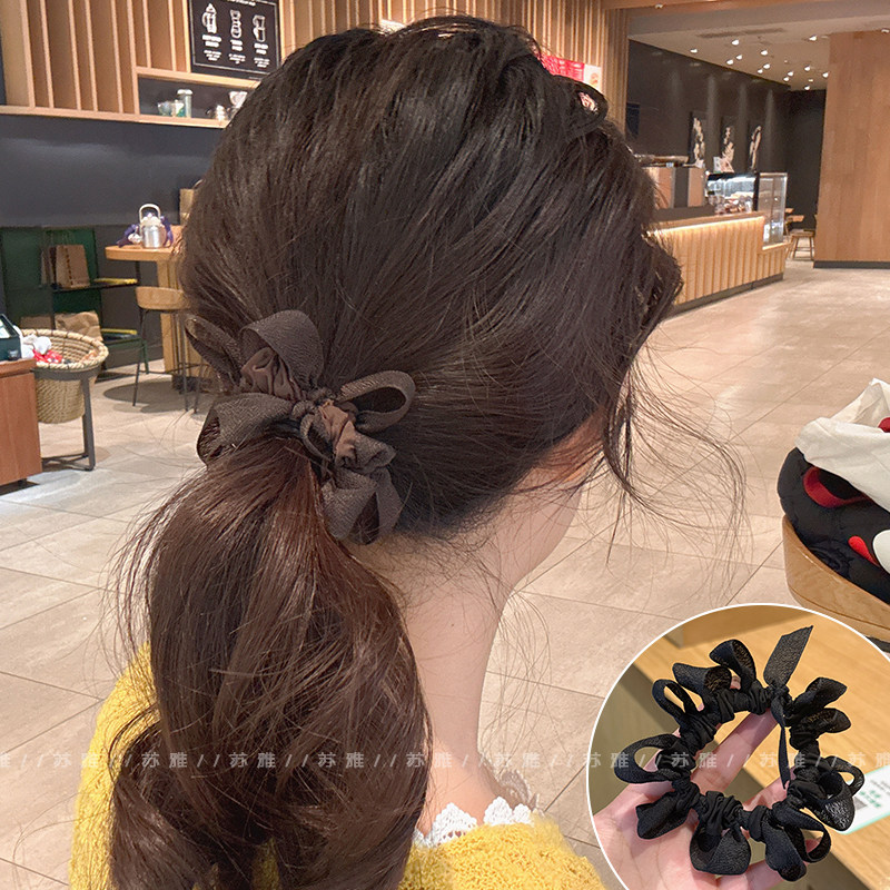 高级感蝴蝶结褶皱扎头发圈不伤发