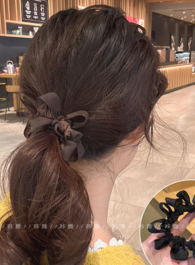 高级感蝴蝶结褶皱扎头发圈女不伤发高弹力丸子头绳不勒头发小肠圈