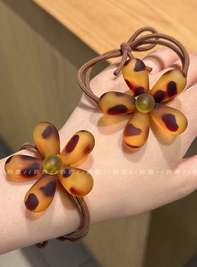 头绳2025新款豹纹花朵打结发绳扎头发皮筋女耐用不伤发发圈发绳