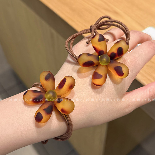 个性独特豹纹花朵打结发绳扎头发