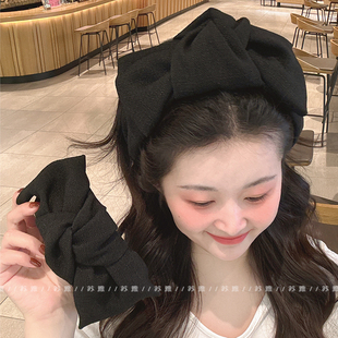 高级感超大蝴蝶结宽边高颅顶发箍女款 秋冬高级感发卡洗脸头箍发带