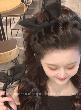 高级感气质蝴蝶结发箍女带齿防滑波浪发卡女高颅顶头箍外戴头饰