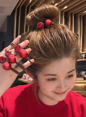 韩国新年红头绳网红本命年发圈女扎头发红色发绳2025年新款头饰