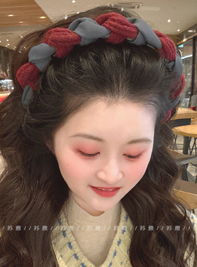 复古气质麻花编织带齿高颅顶发箍女洗脸专用防滑头箍压发卡头饰