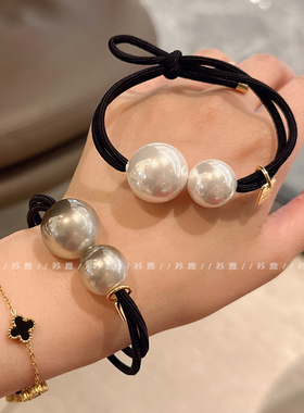 简约珍珠发绳高级感珍珠头绳女ins百搭扎头发皮筋发饰高弹力发圈