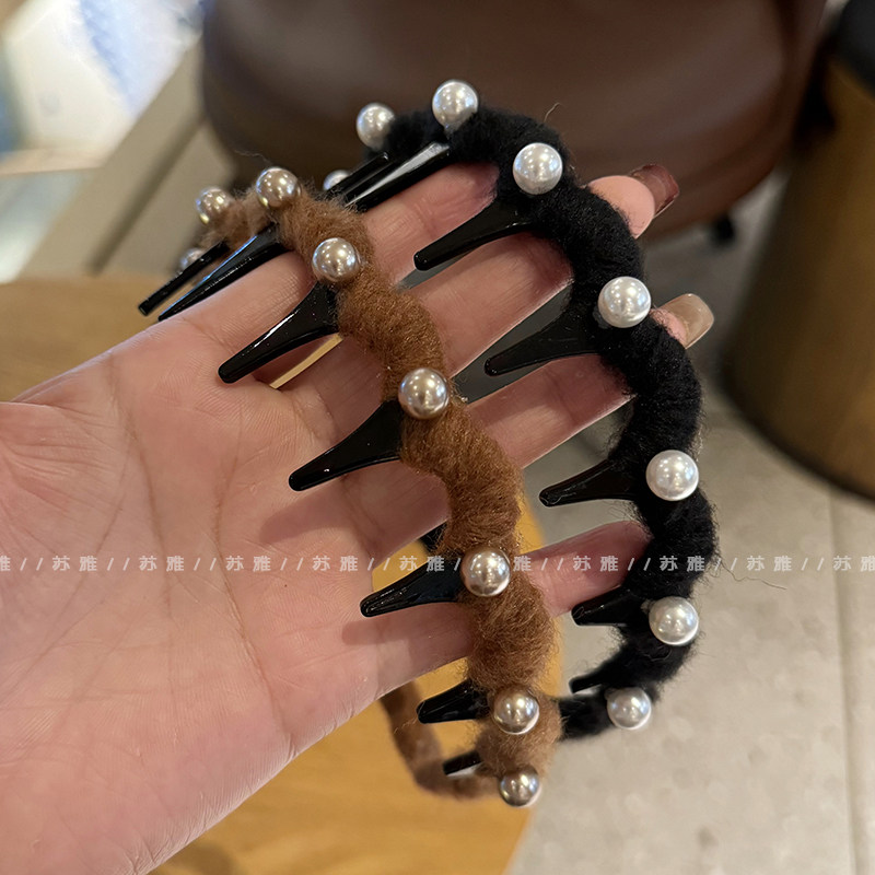 珍珠波浪带齿发箍碎发整理神器