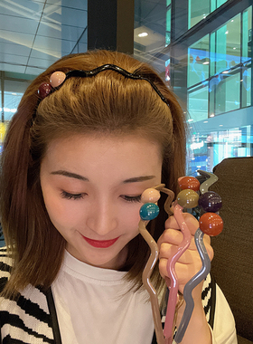 韩国波浪发卡发箍女洗脸可爱防滑带齿头箍压发细款发捆头饰发窟