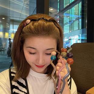 韩国波浪发卡发箍女洗脸可爱防滑带齿头箍压发细款 发捆头饰发窟